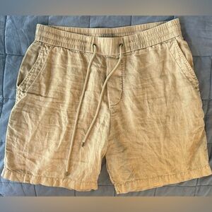 EUC⚡️James Perse Linen Drawstring Shorts Beige Mens Size 2 Malibu Casual